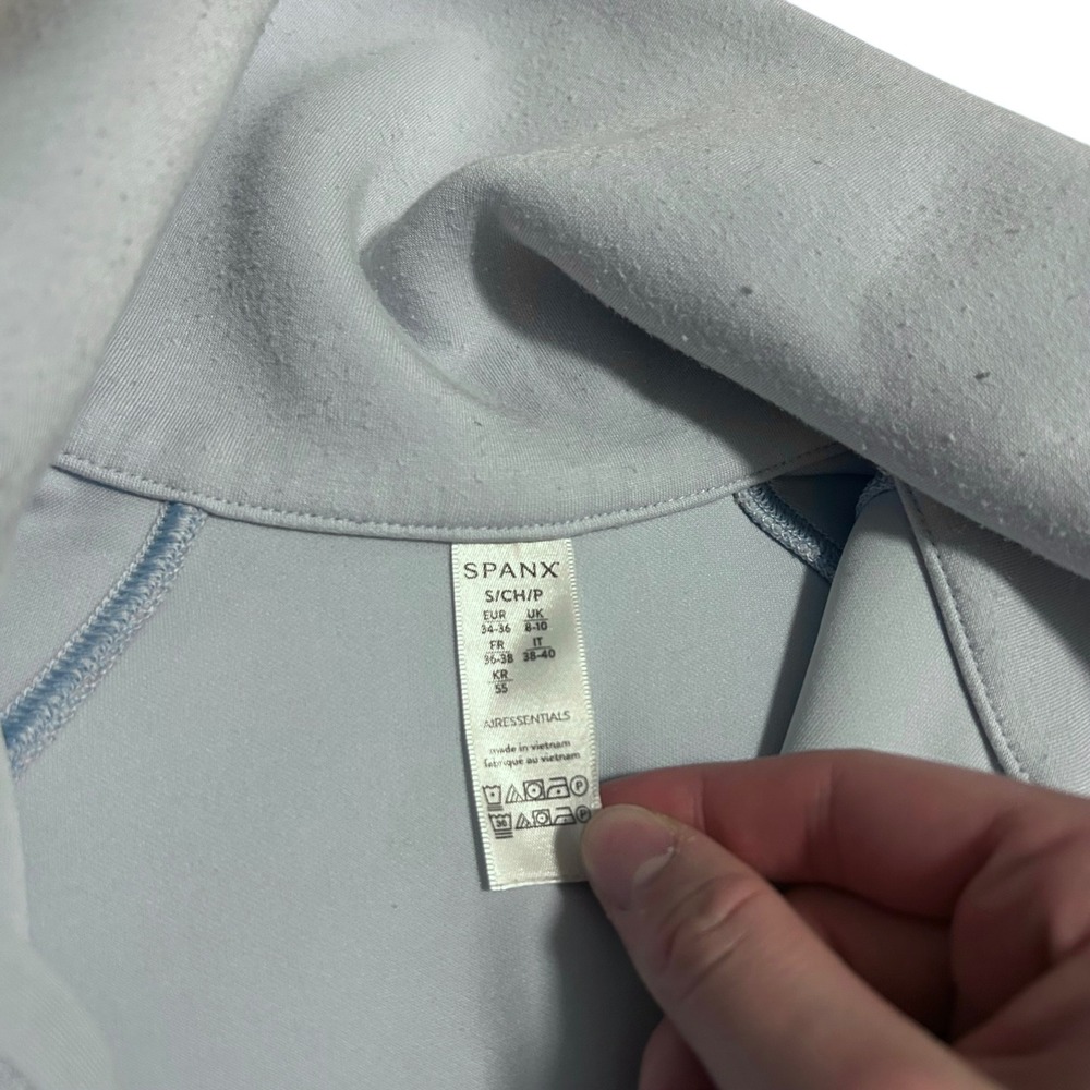Spanx AirEssentials Half Zip Pullover Sweatshirt Light Blue Small Athleisure - Picture 3 of 5